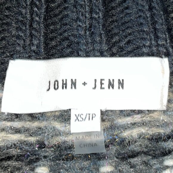 Anthropologie JOHN + JENN WES FAIR ISLE Black Gray & Cream Off-Shoulder Sweater - Picture 9 of 12
